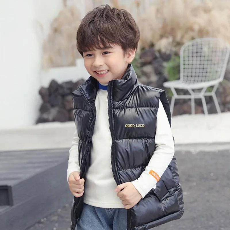 Winter jacket vest boys girls clothes 4-15 years old CUHK kids dazzle color glossy fashion sports new Korean children\'s clothing