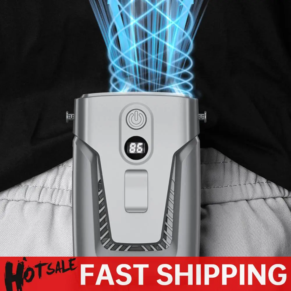 

USB Hanging Neck Fan Clip-on 3.7V/1.2A Small Air Conditioner Bladeless 12000mAh Power Bank 3-gear Wind for Outdoor Work