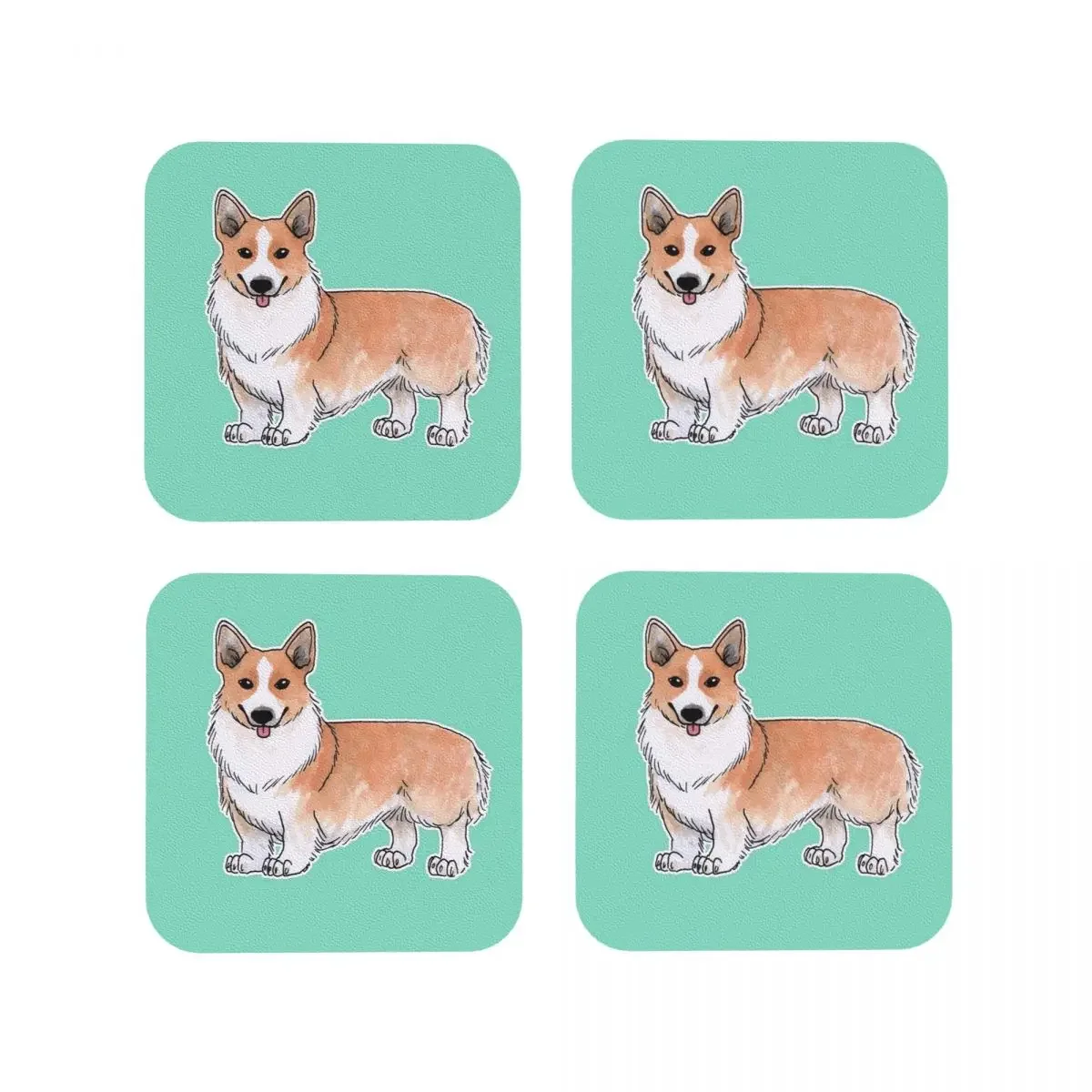 Pembroke Welsh Corgi Dog Coasters Kitchen Placemats Non-slip Insulation Cup Coffee Mats For Decor Home Tableware Pads Set of 4