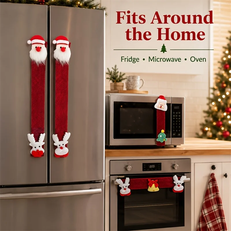Christmas Refrigerator Handle Covers for Her/Him • 2pcs • Washable • Universal for Refrigerators, Microwaves, and Dishwashers