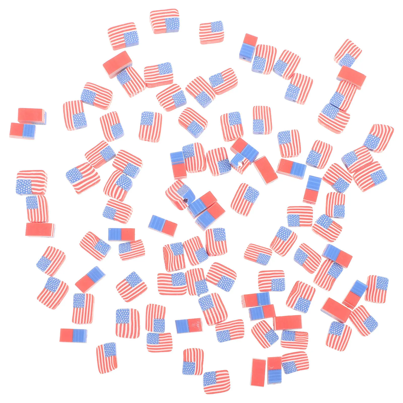 100 قطعة شريحة العلم فضفاضة الوطنية بوليمر كلاي ساحة خزر عازل DIY بها بنفسك مجوهرات سوار قلادة صنع العلم الأمريكي الحرفية #5
