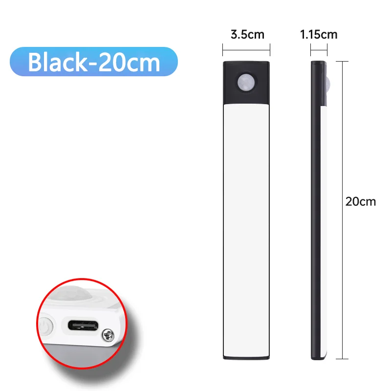 LED-Schrankleuchte Typ C, wiederaufladbar, Bewegungsmelder, Nachtlichter für Küche, Kleiderschrank, Schrankbeleuchtung, 10 cm/20 cm/30 cm/40 cm/50 cm