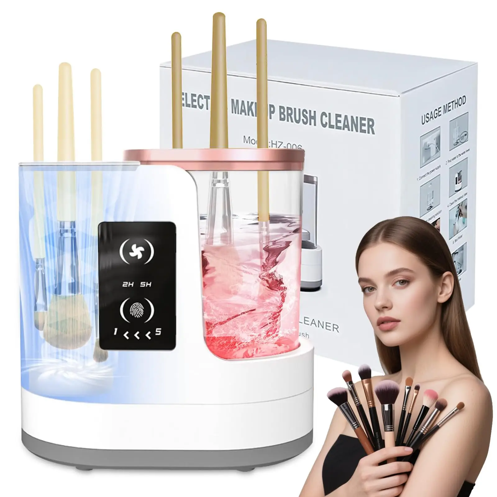 

3-in-1 Electric Makeup Brush Cleaner with Dryer & Stand | Automatic USB-Powered Tool for All Brush Sizes Portable Fast-Drying