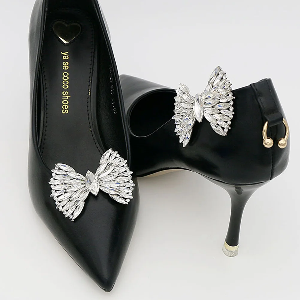 

1 Pair Detachable Shoe Bowknot Clips Silver Fashion Shoe Buckle Decorative Bowknot For Flat Shoes High Heels Boots Sandals