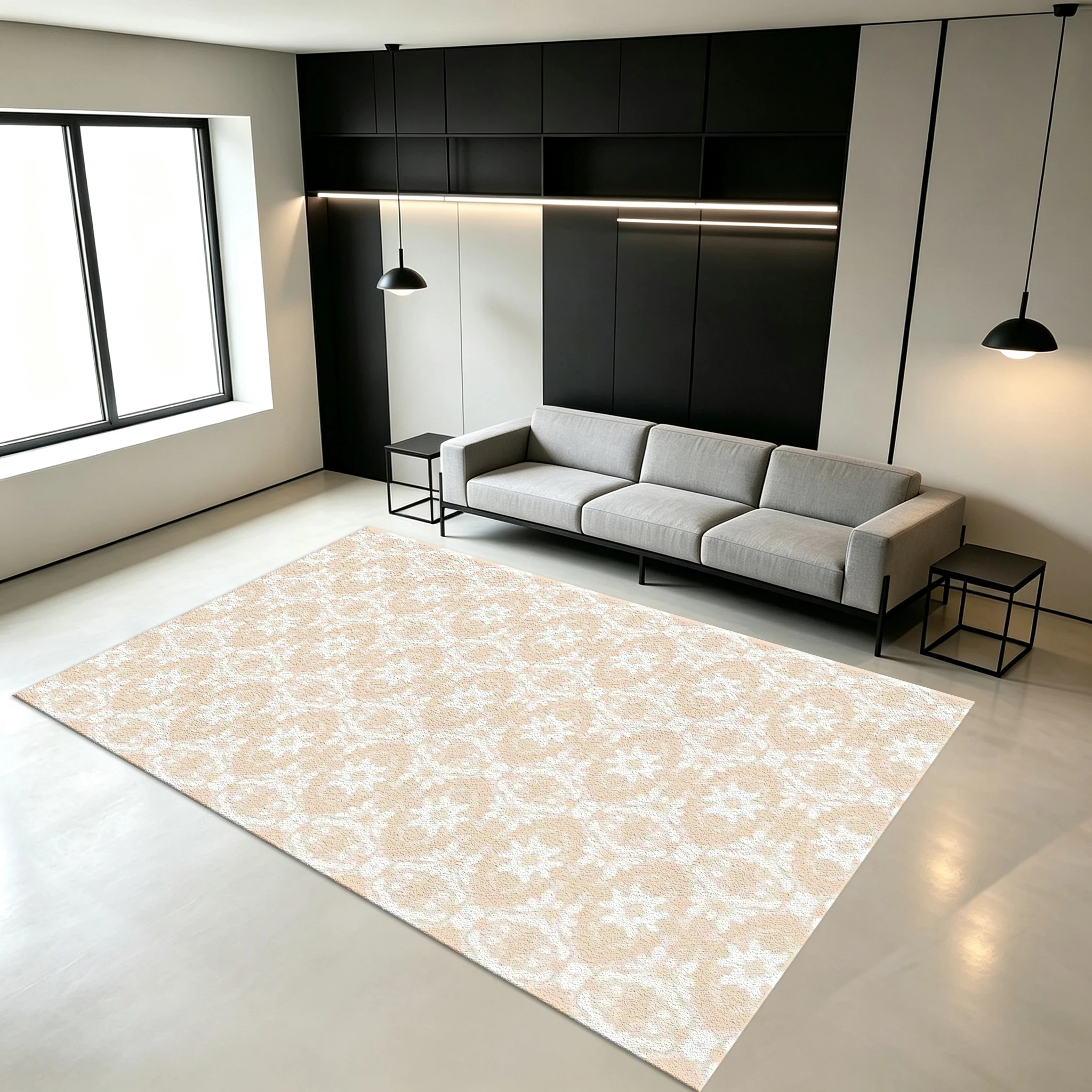 Beige Geometric Floral Carpet Floor Decoration Classic and Luxurious Home Carpet Decorative Rug, Suitable for Indoor Living Space Decoration