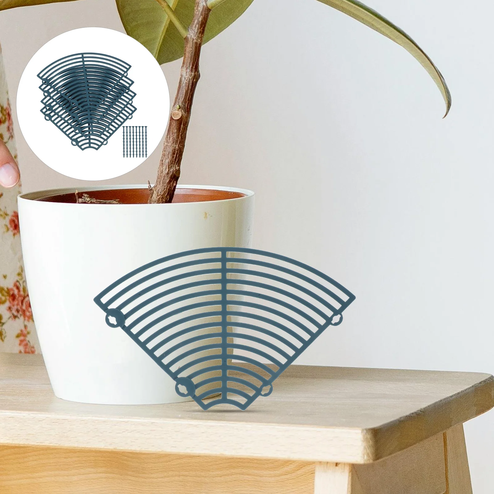 

Flower Pot Soil Cover Plant Protector from Cats ABS Grid Indoor Pots Mesh Ventilation Modern Style Easy Install Round Shape