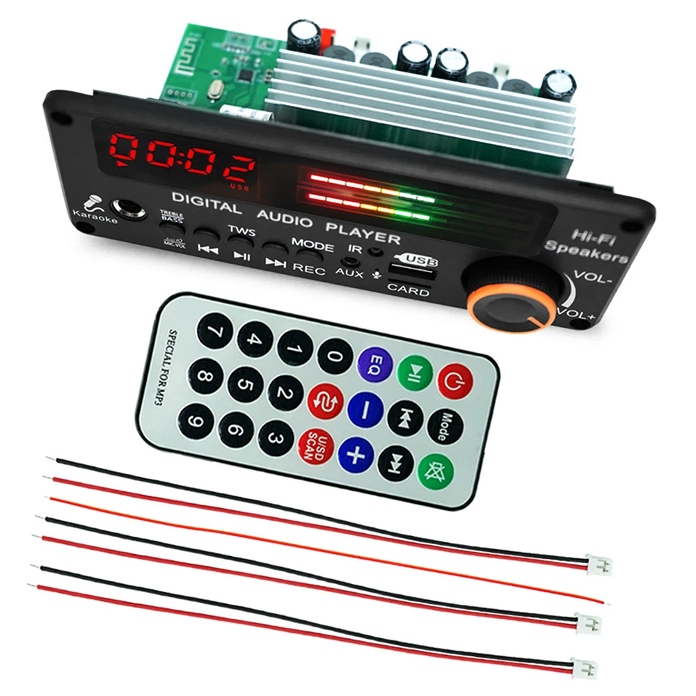 TPA3116D2 Audio Power Amplifier Board D191BT Bluetooth 5.3 Decoder Module 2X100W 4Ohm Support USB TF FM LINE IN