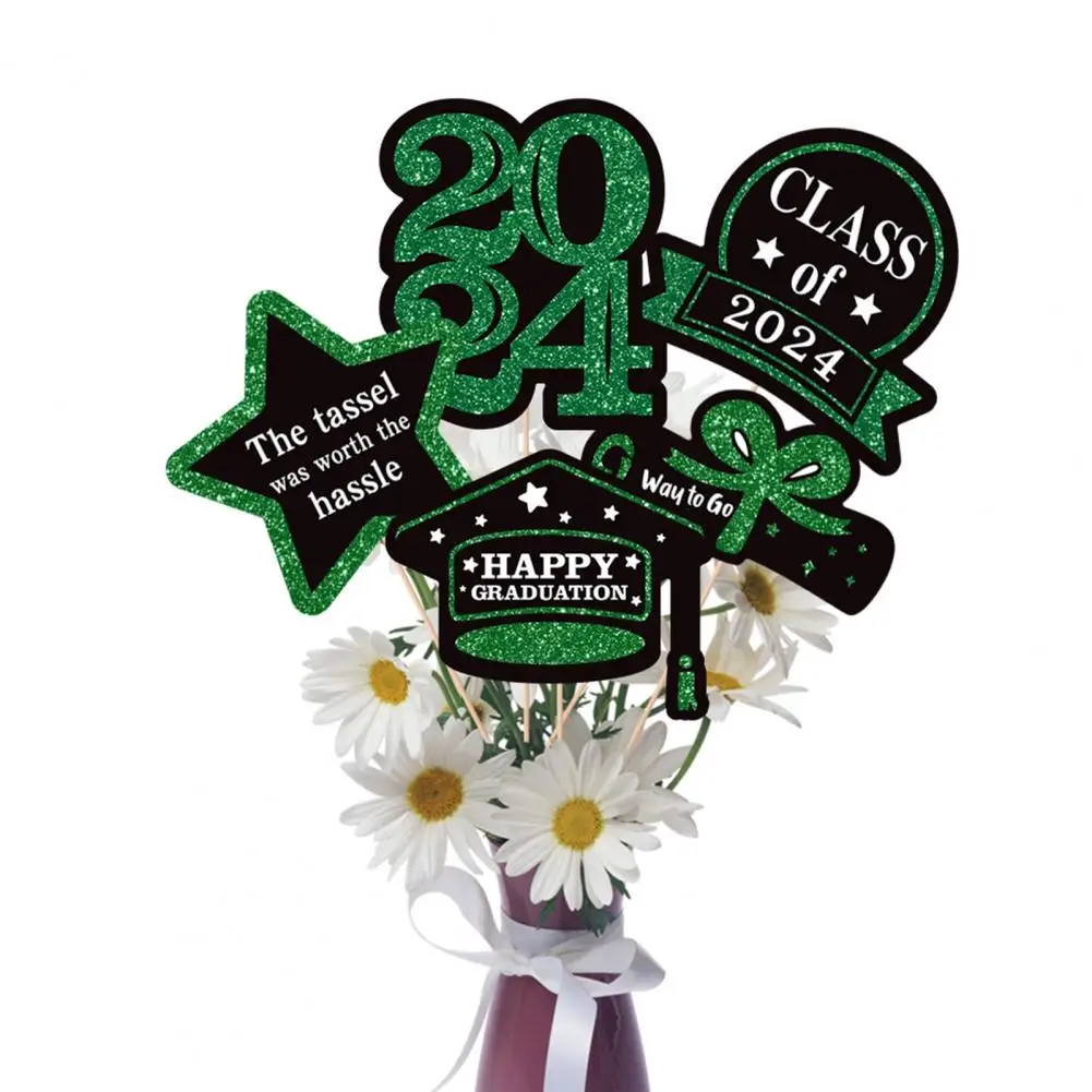 

Graduation Season Cake Decorations 2024 Graduation Party Table Decor Set Glitter Centerpiece Sticks for Class of 2024 for Tables