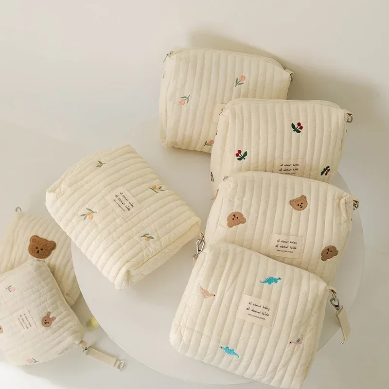 Ins-Sac à couches en coton pour poussette, sacoche pour articles de bébé, caddie, sacoche à fermeture éclair, trousse de maquillage pour femmes et enfants