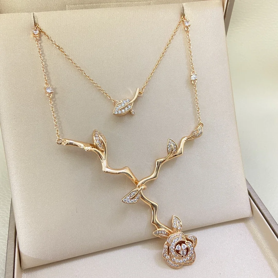 

2025 new Di home full diamond rose necklace simple light luxury niche necklace for women's exquisite high-quality jewelry gifts