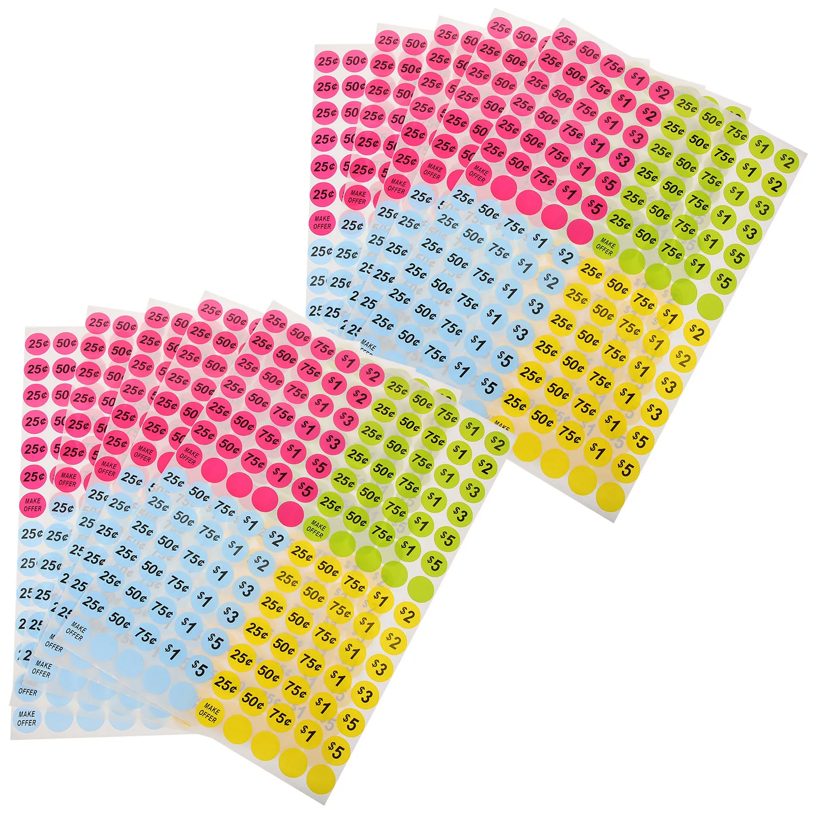 

10 листов круглых ярких самоклеящихся ценников для супермаркетов, розничных магазинов, этикеток для цен на товары для малого бизнеса