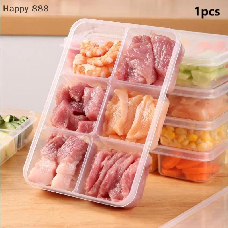 Transparent 6-Grid Storage Container With Large Capacity For Refrigerator: Ideal For Organizing Food And Kitchen Essentials