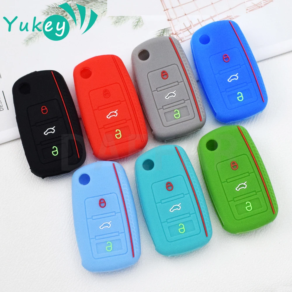 3 Buttons Silicone Key Case Car Key Case for VW Golf Jetta POLO for Skoda Yeti Superb Rapid Octavia for SEAT Leon Ibiza