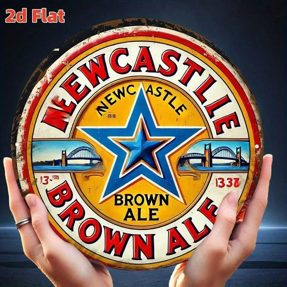 Letrero Metálico de Cerveza Newcastle de 12 Pulgadas, Decoración Rústica de Pared, Placa Vintage para Bar de Cerveza