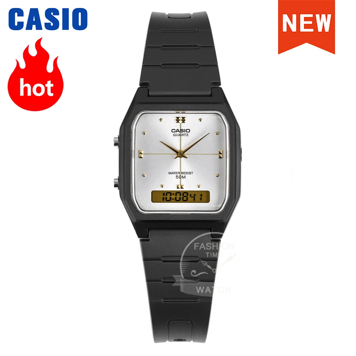 

Мужские квадратные модные часы Casio в стиле ретро с двойным дисплеем, хронометр, relogio masculino AW-48HE-7A