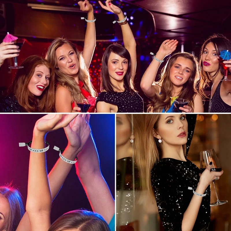 100 Pack VIP Cloth Event Wristband, Solid Color Cloth Wristbands, Color Wristbands For Activities, Parties ( Silver) Durable