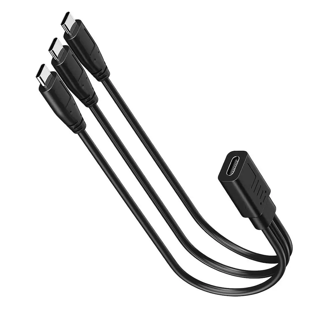 0.3M 1FT Multi-port USB C Splitter Cord, Type C Female to 1/2/3 Type-C Male 3A Charging Cable ( Charge Only No Data Transfer )