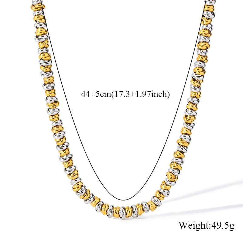 GANPUP 316l Edelstahl-Metallperlen-Kette, Choker-Halskette für Damen, trendige Textur, wasserdicht, Halskette, Schmuck, Geschenk – Detail 9
