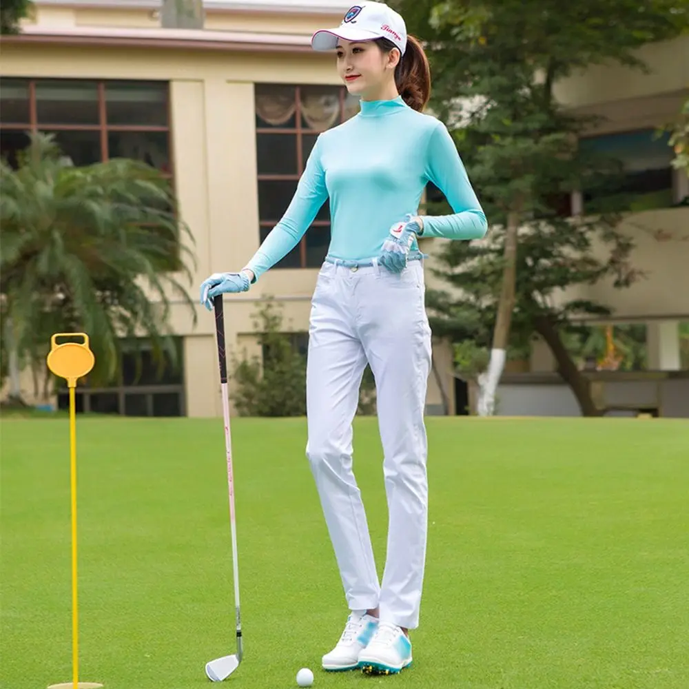 Flexible Quick-Dry Women's Golf Shirt Breathable UV Protection Golf Cooling Tops Stand Collar Soft Golf Sunscreen Summer Season