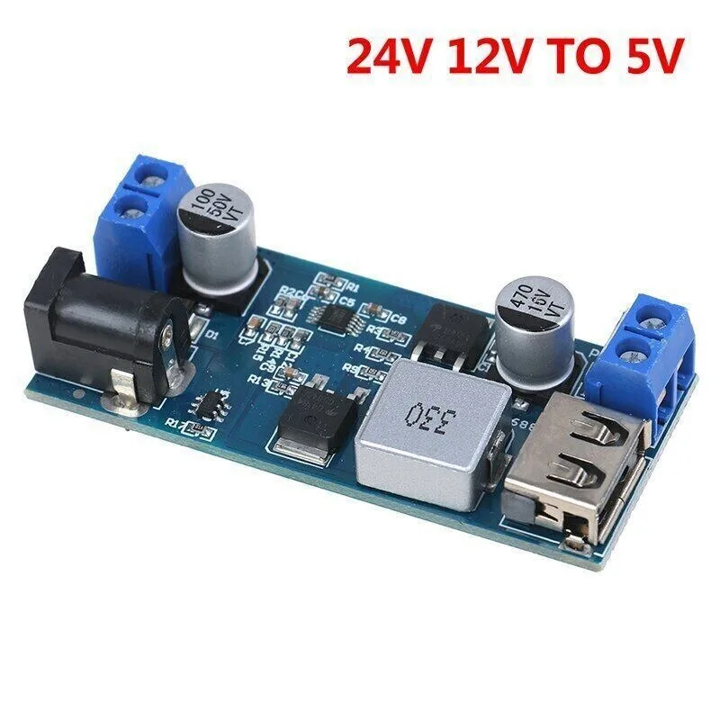 

DC-DC 24V 12V to 5V 5A Step Down Power Supply Buck Converter USB Charging Module