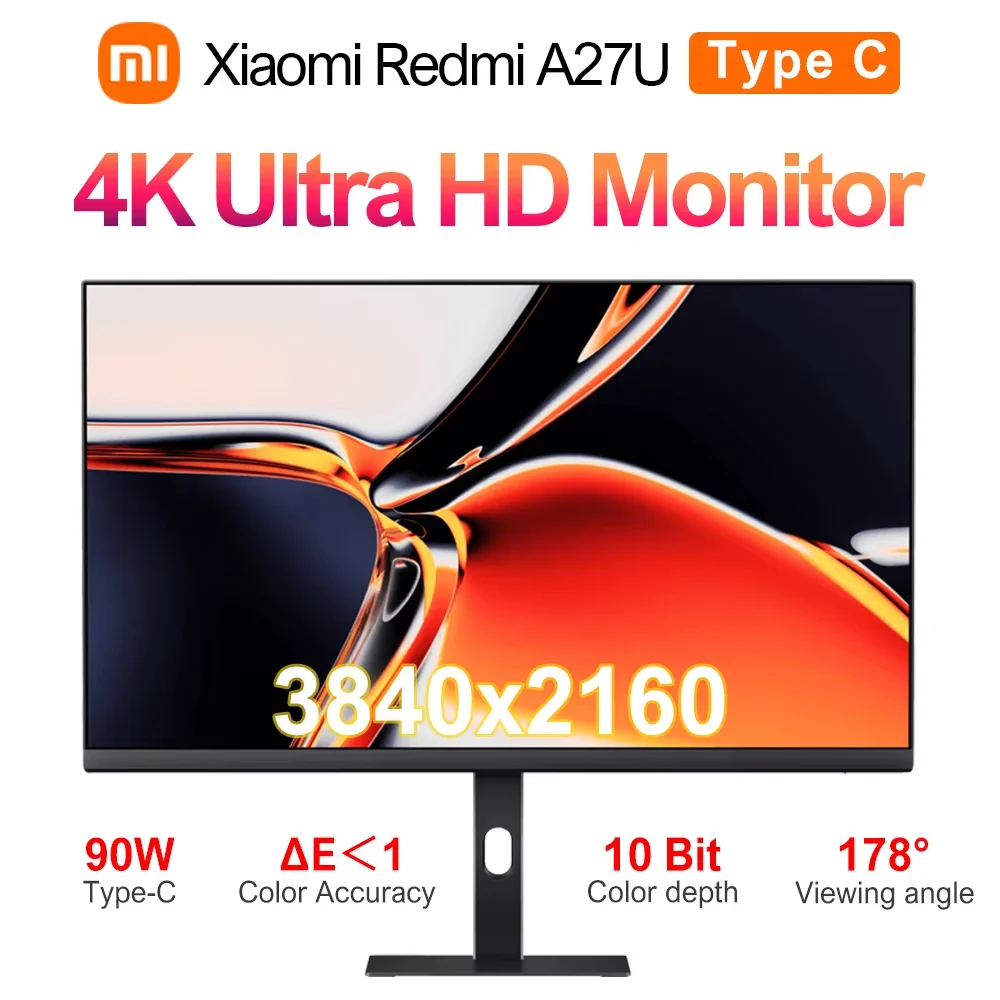 Xiaomi Redmi A27U Monitor Type-C 4K IPS 10-Bit Color Depth Ultra HD Picture Quality 3840 x 2160 Supports Lifting Vertical Screen