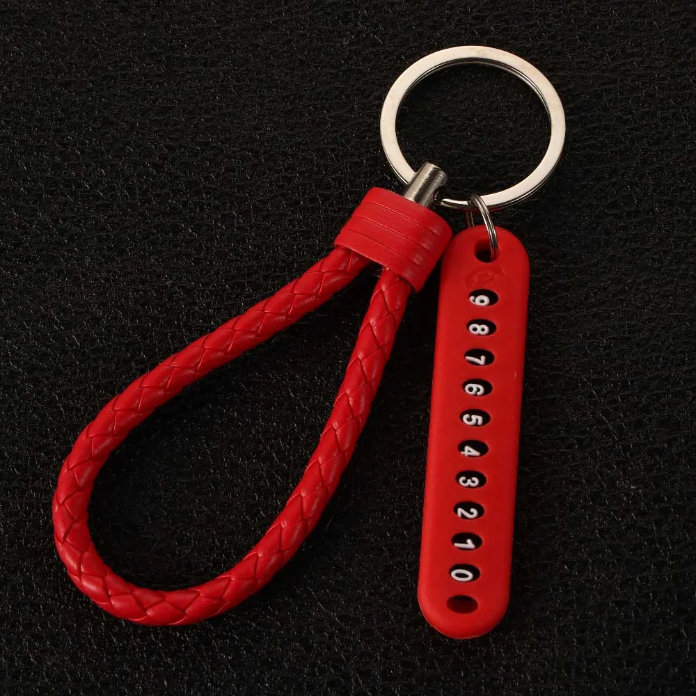 

High Quality Anti-lost DIY Hand Woven Phone Number Keychain Car Key Clip ​ Lanyard Keyring Car Key Holder