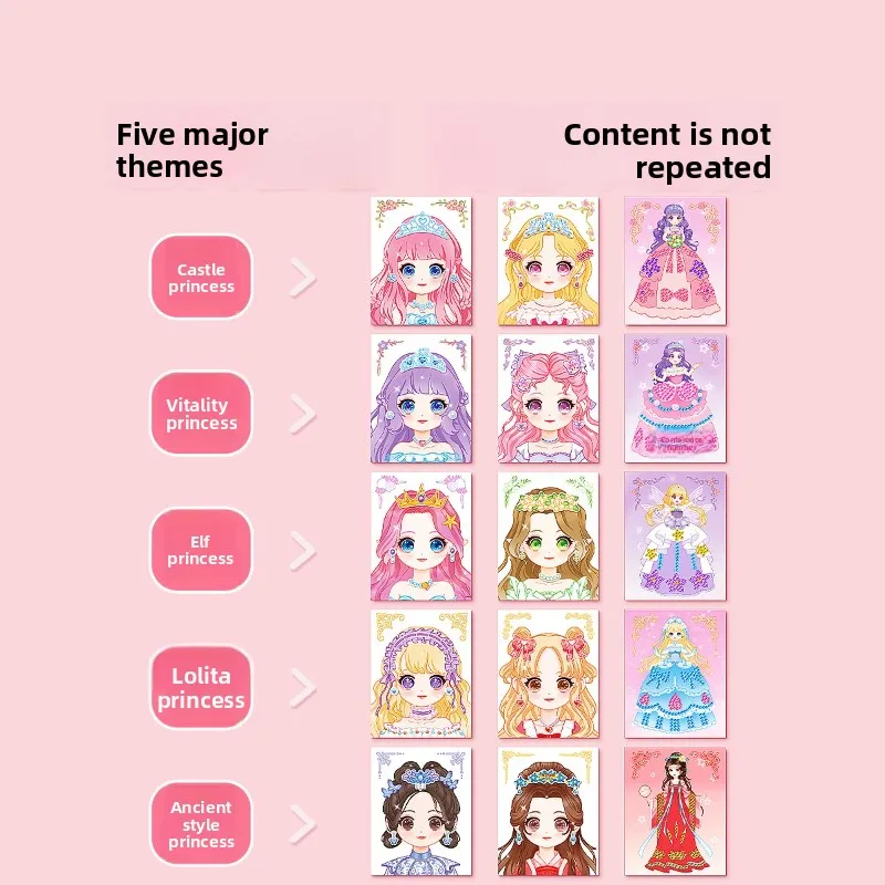 Princess-themed Handbag Gift Set for Kids: Makeup Bag Toy DIY Craft Materials for Girls: Diamond Stickers Perfect Gift Idea