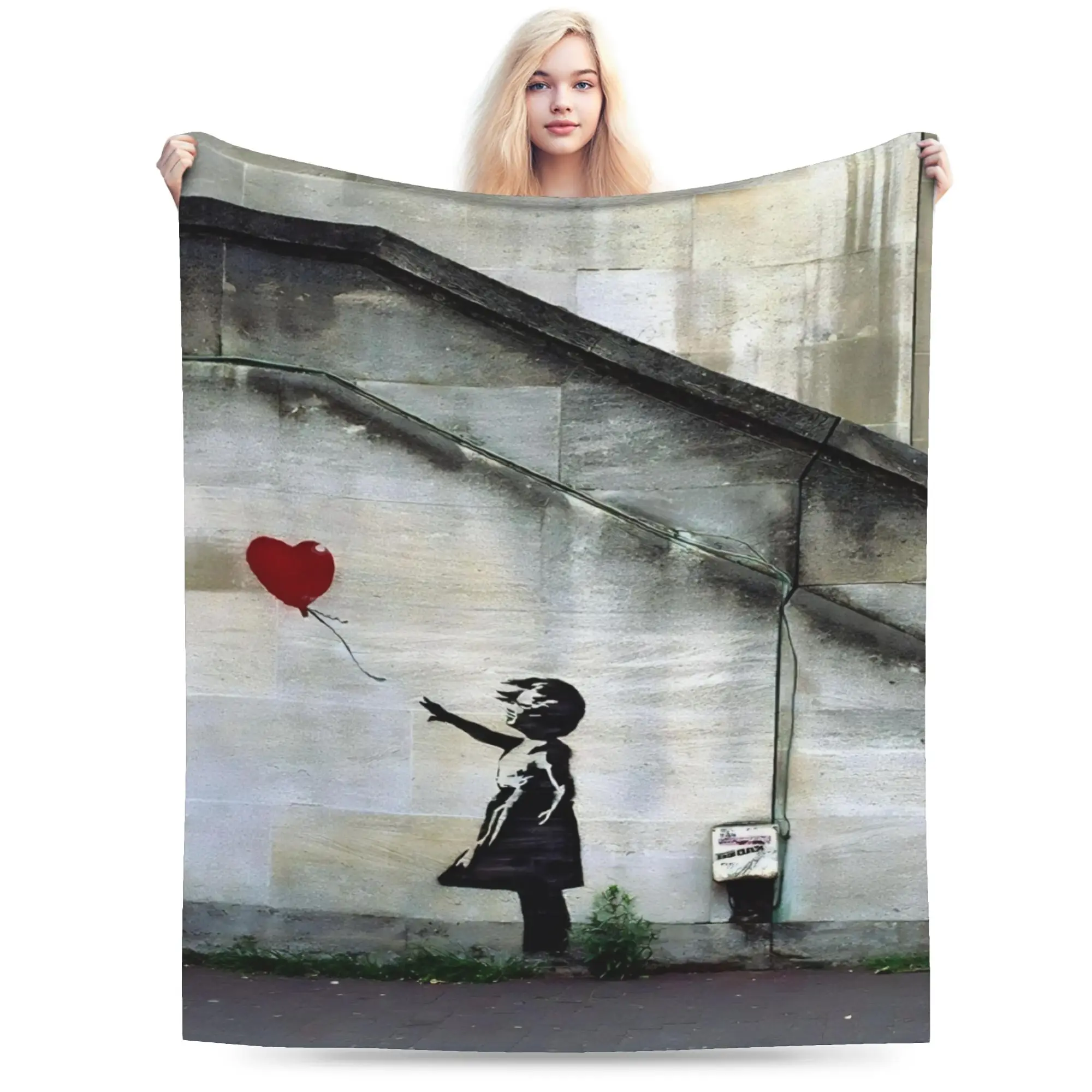 Banksys art Printed Blanket For Men Women Super Soft Warm  Throw Blankets for Bed 50x60 Inches Multiple Sizes