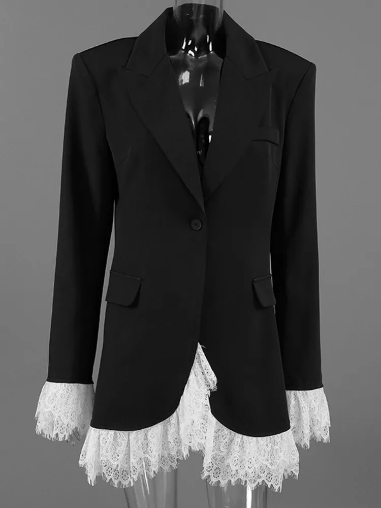 

Elegant Blazer Coat For Women Fashion Lapel Oversized Suit Jackets 2025 New Autumn Winter Office Lady Casual Loose Outerwear