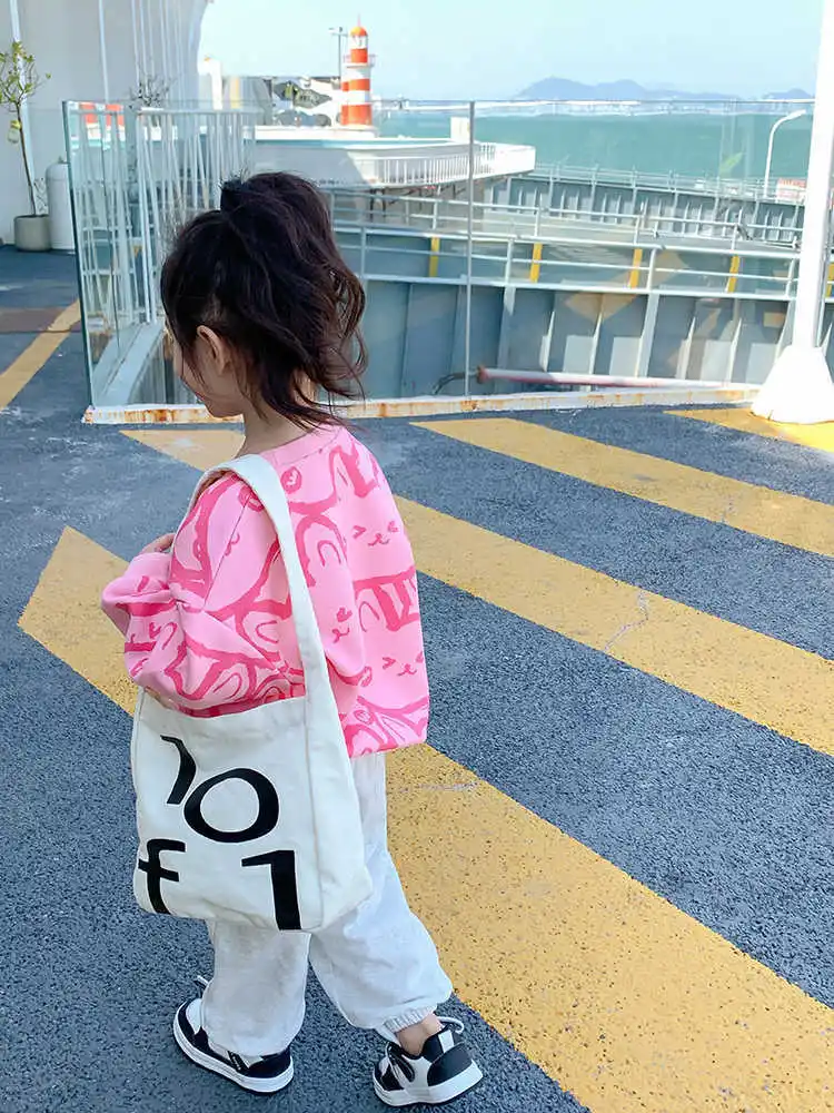 Girls' Sweater Spring and Autumn Pink Children's Clothes 2023 New Baby Spring Clothing Top Fashionable Long-Sleeved Clothes