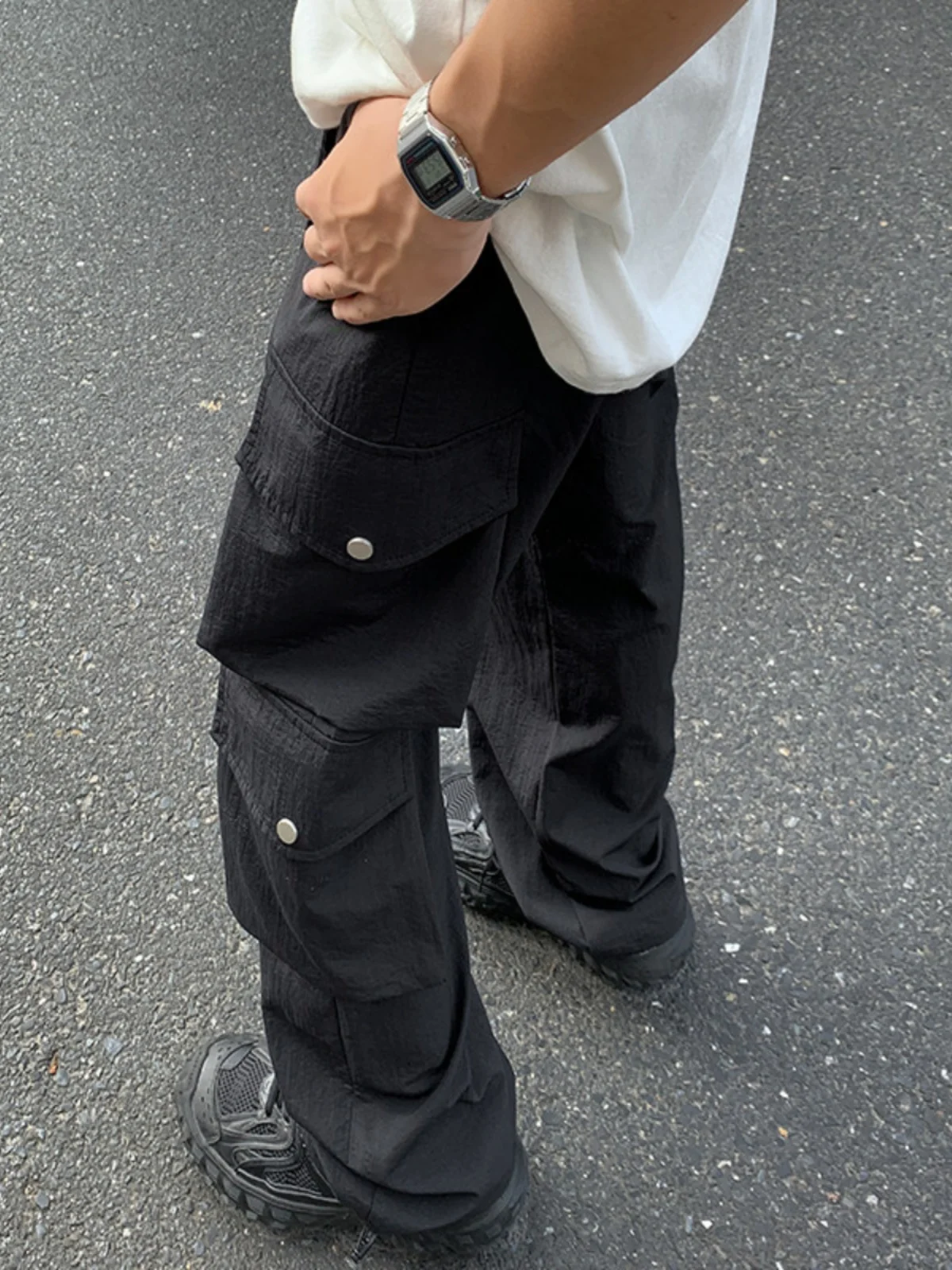 

Мужские повседневные рабочие брюки в американском стиле, модные брендовые брюки-ветровки для активного отдыха, большие размеры, дышащие, свободного кроя