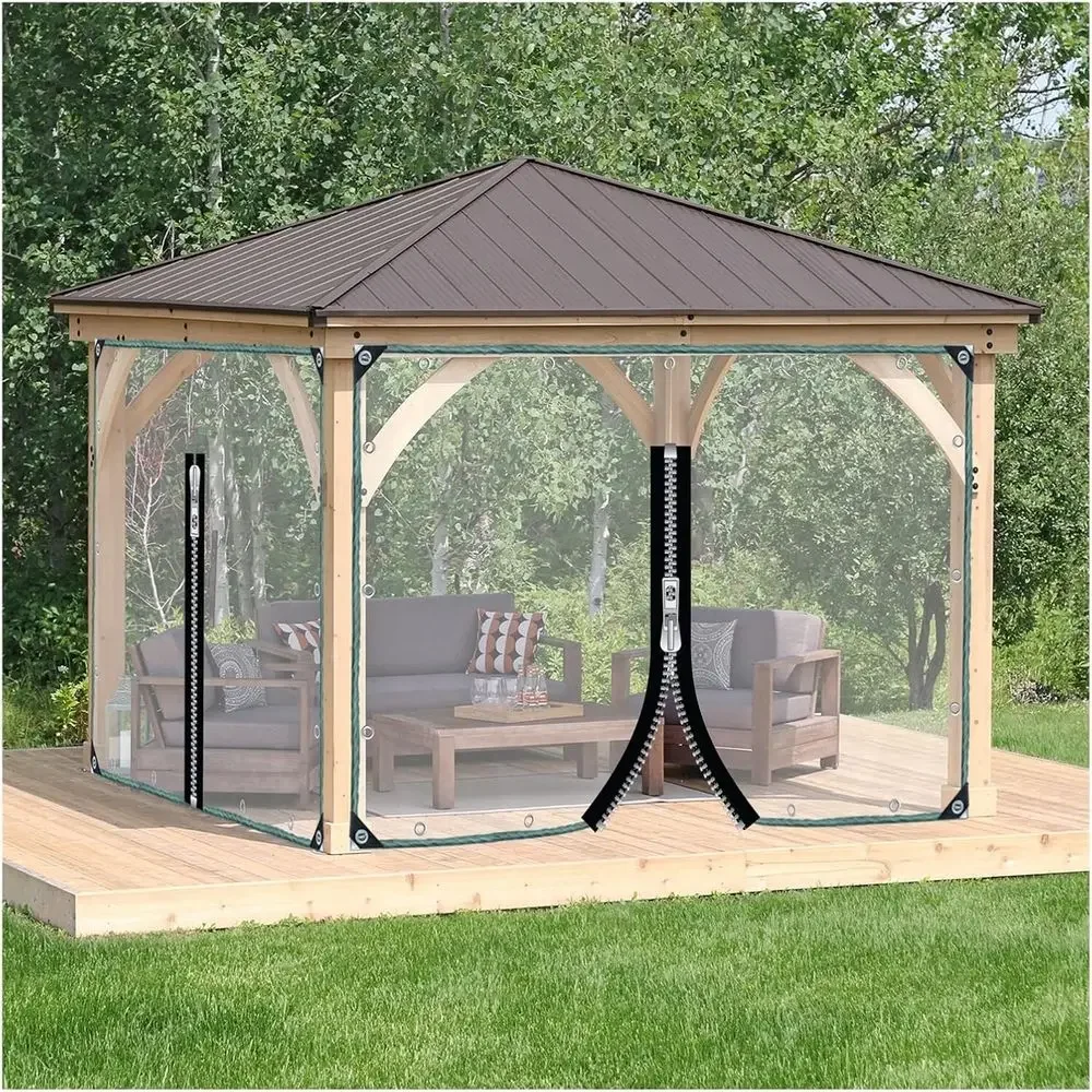 

Clear Tarp Side Panels with Zippered Door for Weather-Resistant Pergola, Gazebo, and Porch (Customizable, 9x9ft/2.6x2.6m)