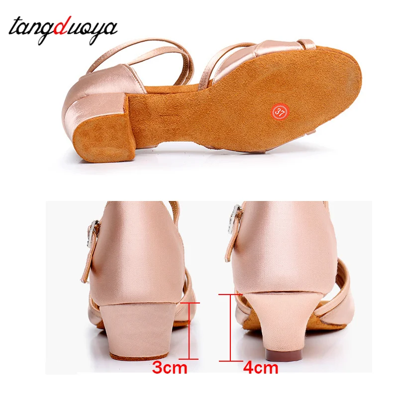 أحذية الرقص للفتيات طفل قاعة الرقص أحذية النساء أحذية الرقص الأطفال ممارسة الأحذية اللاتينية صنادل السالسا 3 سنتيمتر/4 سنتيمتر #6