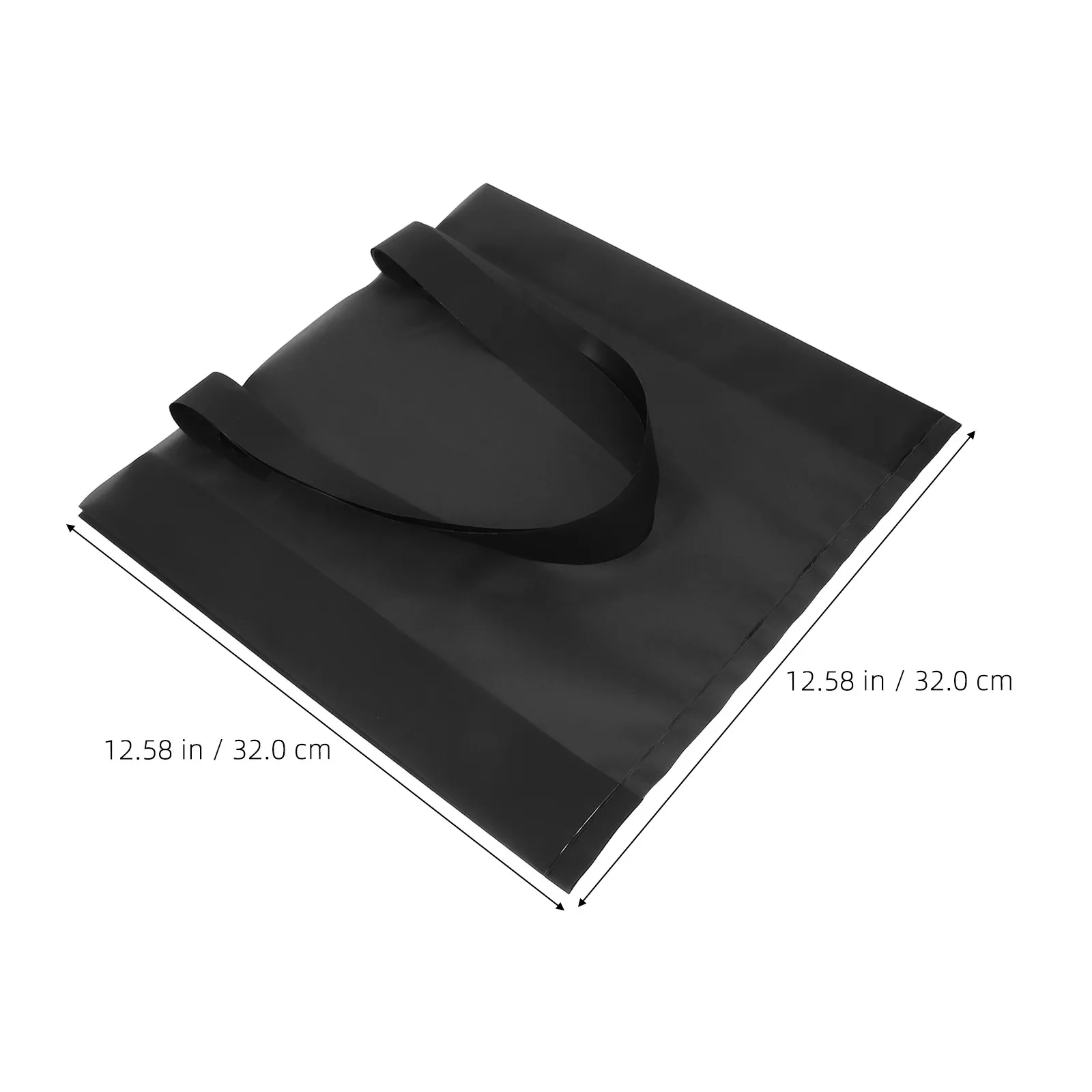 50Pcs Frosted Shopping Tote Bags for Clothing Store Packaging Medium Size Black Shoulder Handle Reusable Large Capacity Grocery