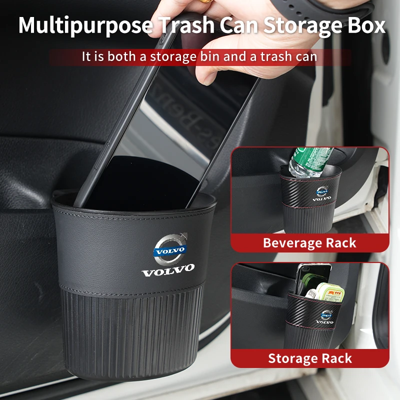 

Vertically Ribbed Plastic Car Sticker Box Trash Can Clip Installation For Volvo AWD S60 S80 S90 T6 V40 V50 V60 V70 V90 XC60 XC90