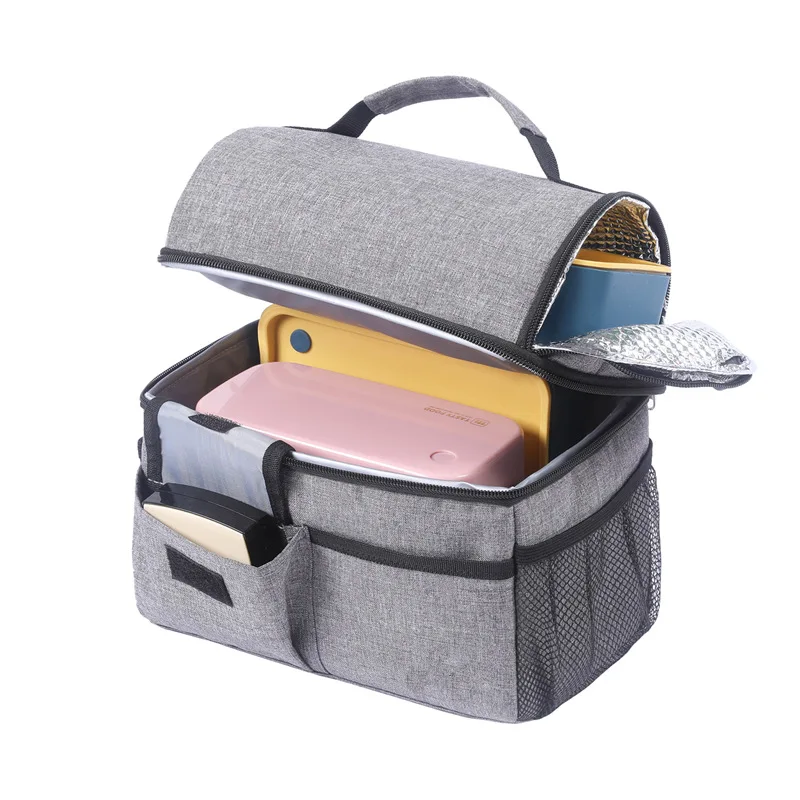 New double-layer lunch bag thickened lunch bag portable picnic fresh-keeping bag double-layer ice pack insulation bag