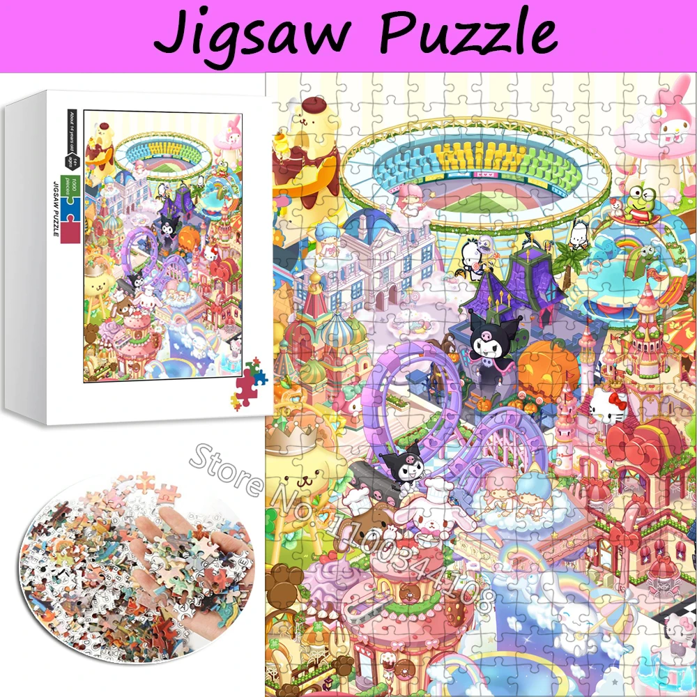 

Sanrio Character Amusement Park Puzzle 300/500/1000 PCS Hello Kitty Kuromi My Melody Jigsaw Puzzles Children Intelligence Toys