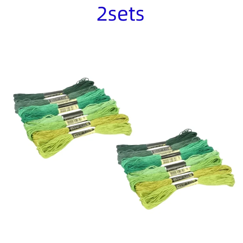 8lot 7.5m Silk Line Cotton Cross Stitch Thread Sewing Kit