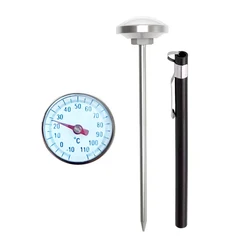 -10°C~110°C Coffee Pot Thermometer with Black Bracket Liquid Food Milk Bottle Thermograph Water Temp Oil Frying Meat Sensor