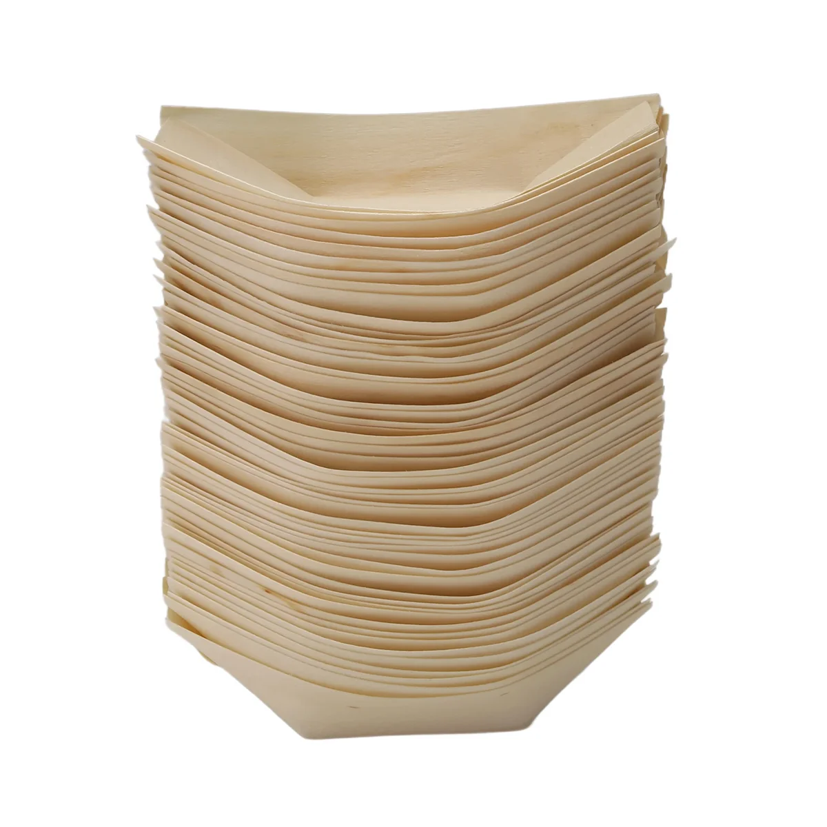 AT77 50x finger food - bowls, "boat" biodegradable wood 11 cm x 6.5 cm
