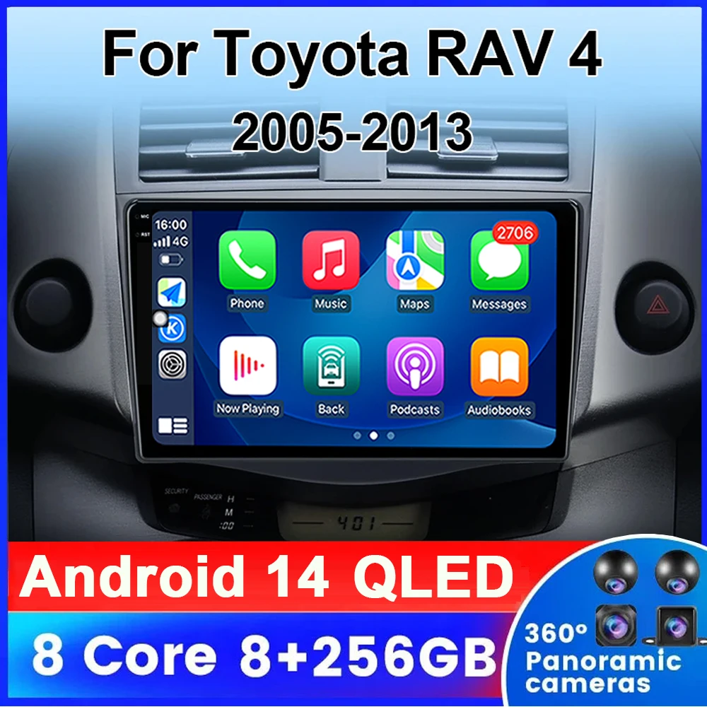 

Android 14 For Toyota RAV4 Rav 4 2005-2013 Car Radio Multimedia Video Player 2 Din Navigation Stereo Head Unit Carplay Speakers