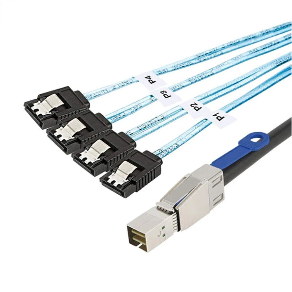 MINI SAS HD SFF-8644 with IC To 4 Ports SATA 7P Straight Server Hard Drive Cable