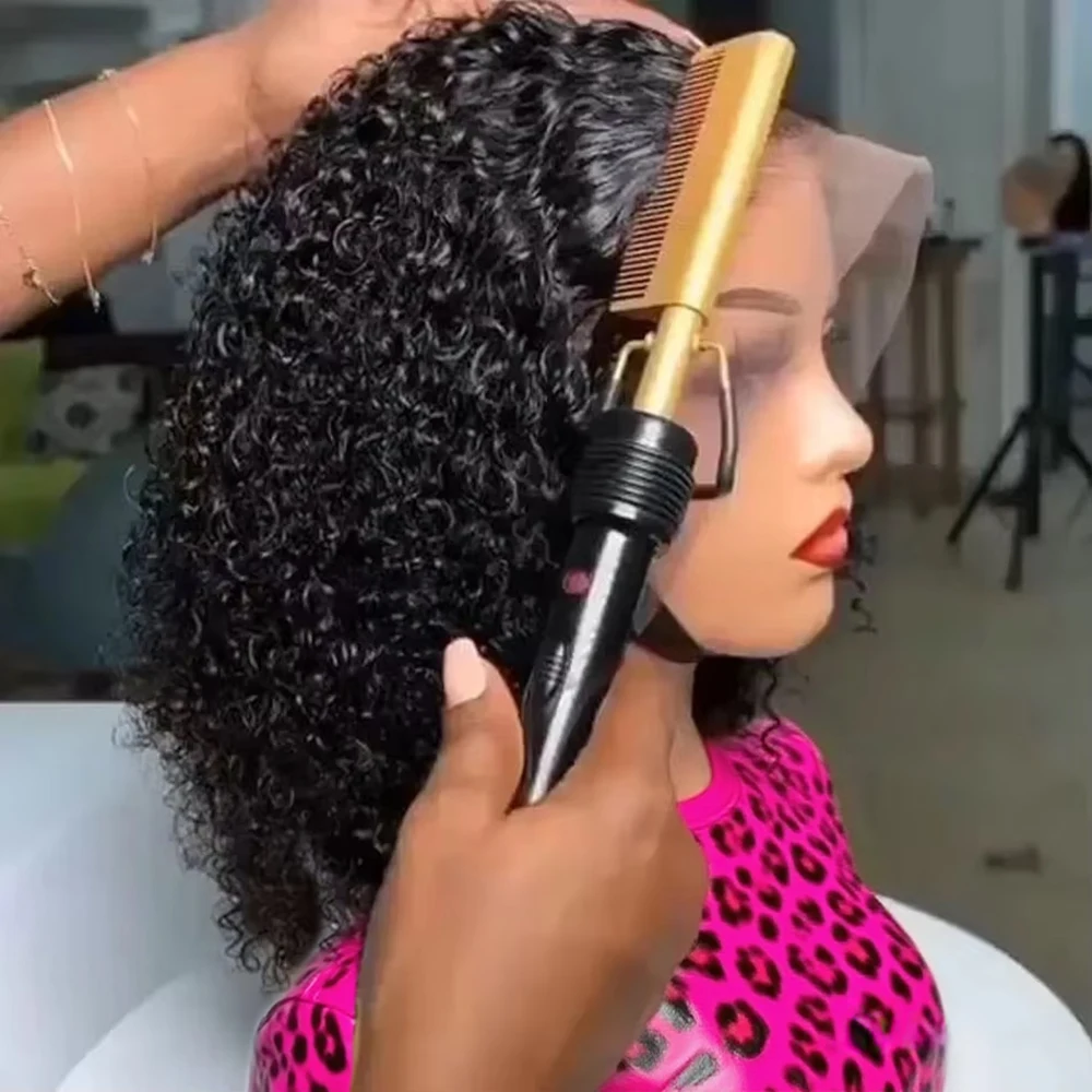 Peluca de cabello humano Frontal de encaje HD de onda profunda 13x6 13x4 250% de densidad Bob corto 7x5 peluca sin pegamento peluca de cabello humano Frontal de encaje rizado de agua