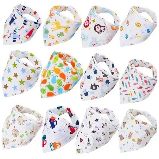 Baby Bibs Waterproof Triangle Cotton Cartoon Child Baberos Bandana Bibs Newborn Slabber Absorbent Cloth Baby Stuff for Newborns