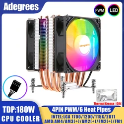 X99 CPU Processor Cooler 4PIN Quiet Ventilador 6 Heat Pipes 2011 1700 CPU Cooling Fan for Intel LGA 1150 1151 1155 X79 AM4 AM3