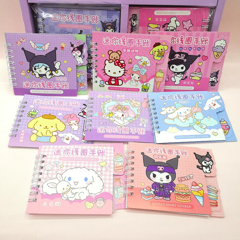 20/40pcs Sanrio Sticker Coil Book Hello Kitty Kuromi My Melody Diy Hand Account Decorative Scrapbook Stationery School Supplies