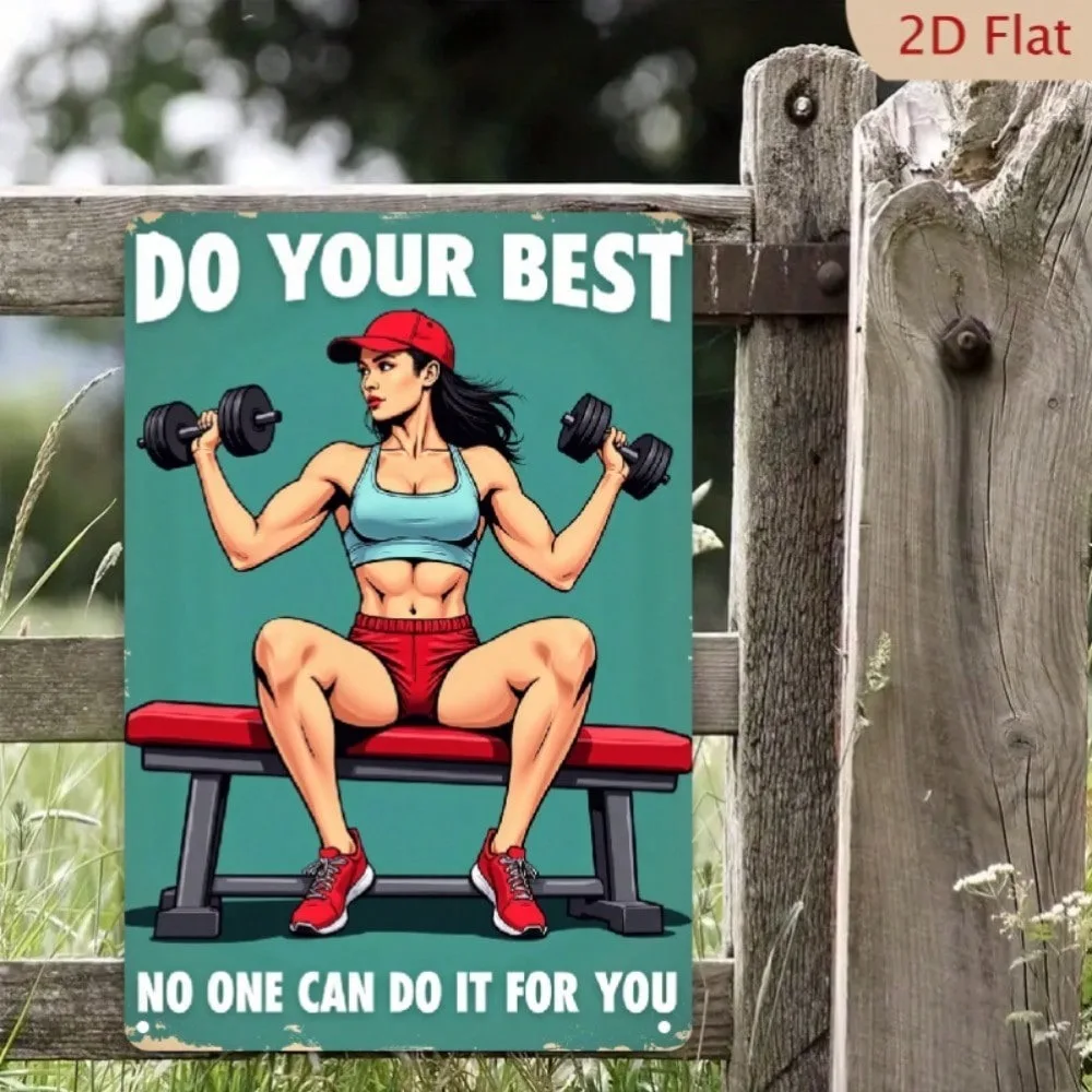 

Vintage Female Athlete Gym Metal Sign, Motivational Poster For Girls, 8x12 Inch Fitness Wall Art For Bedroom, Empowering Weightl