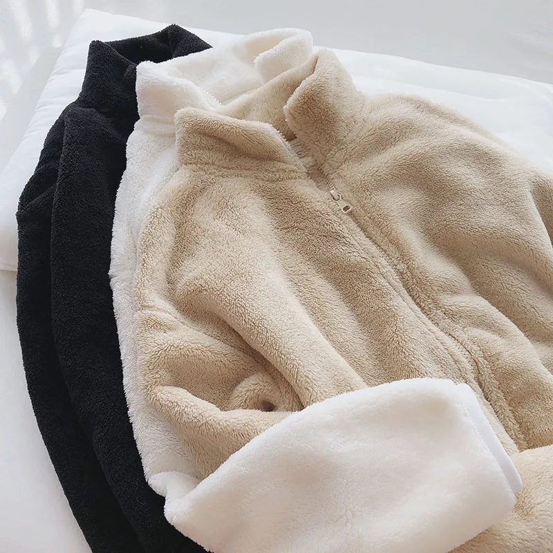 

Очень мягкий флисовый кардиган с высоким воротником на молнии, женская теплая флисовая верхняя одежда для прогулок, пальто стандартной длины