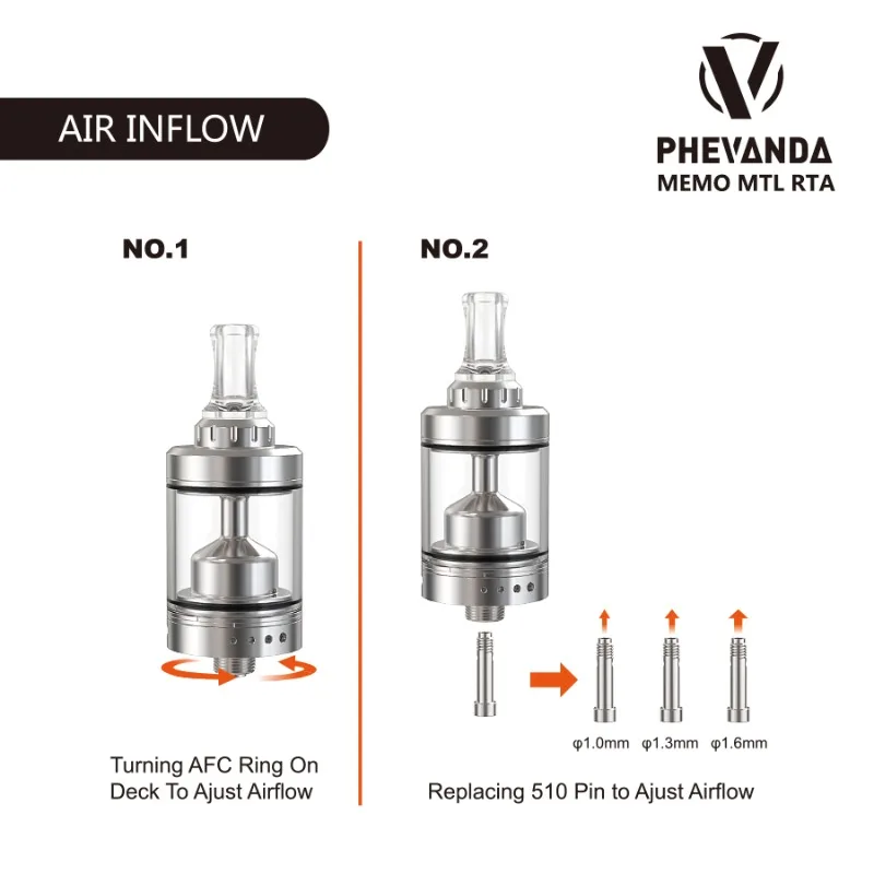 Wyprzedaż Phevanda Memo MTL RTA Rebuildable Tank Vape Pen Atomizer 3.5ml 22mm Średnica 316SS Regulowany przepływ powietrza Ecig Vaping