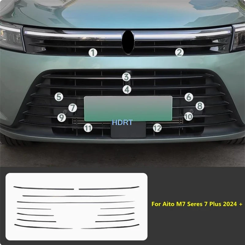 Car Style Front Face Bumper Racing Grills Trim For Aito M7 Seres 7 Plus 2024 + Protector Decoration Accessories Exterior Sticker